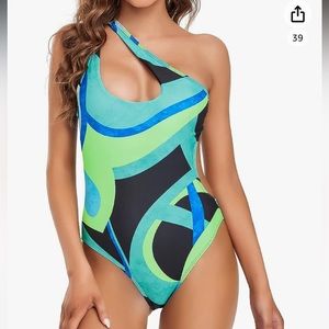 Edelqual One Piece Swimsuit for Women Cutout One Shoulder Body Shaper Bathing